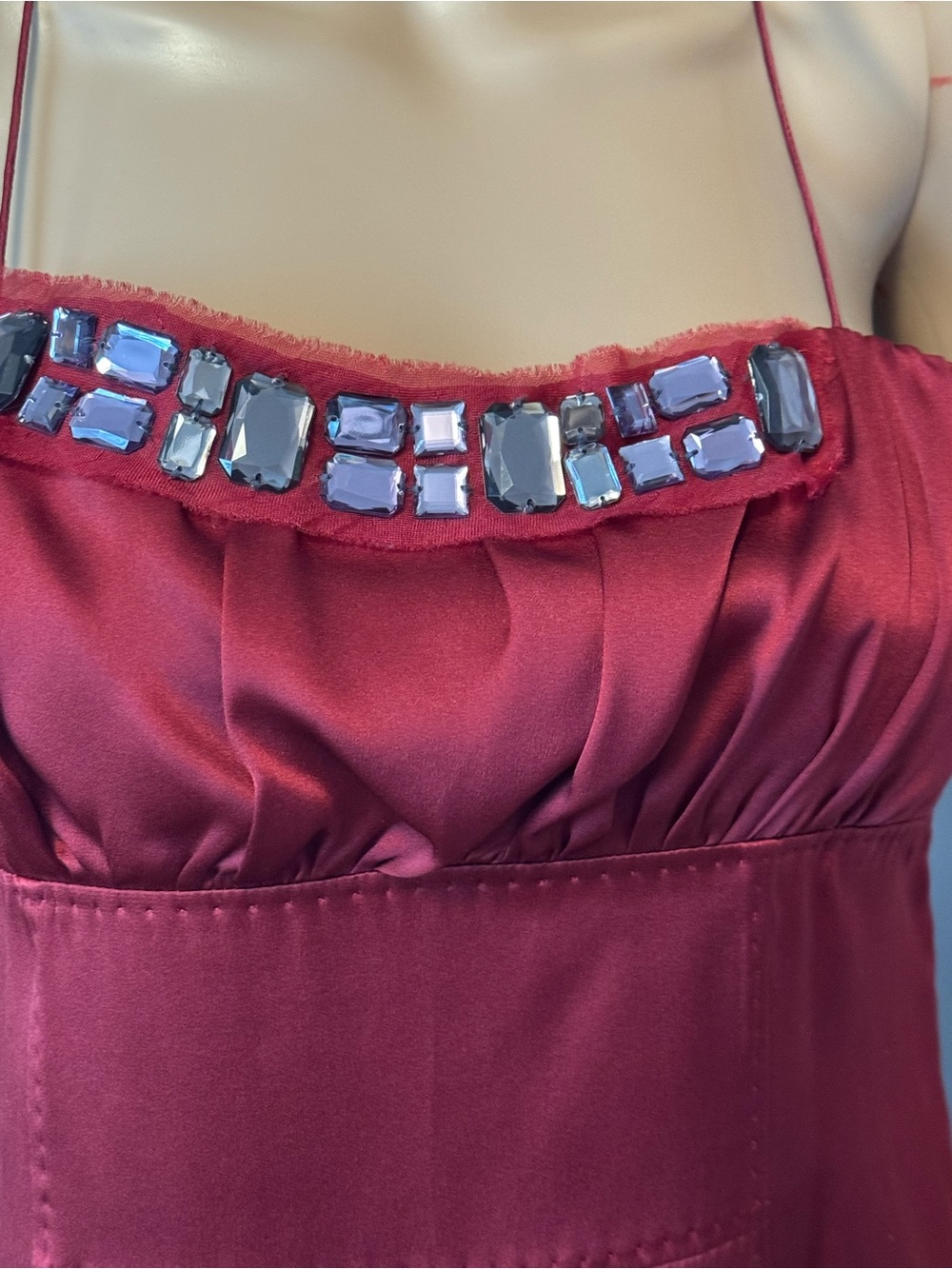 Boss Raspberry Silk Spaghetti Strap Cocktail Dress - Picture 10 of 12